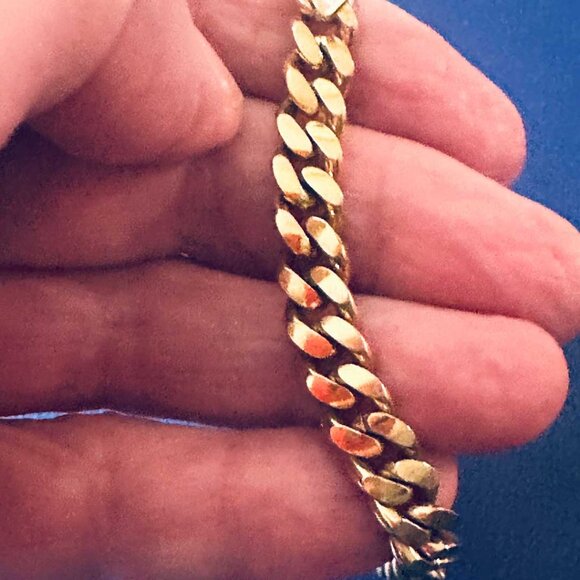 Vintage Monet Curb Link Bracelet – Unisex Gold-Tone 7 Inch - Picture 5 of 6